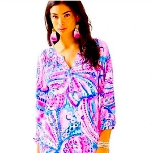 Lilly Pulitzer long sleeve Essie dress with gold buttons